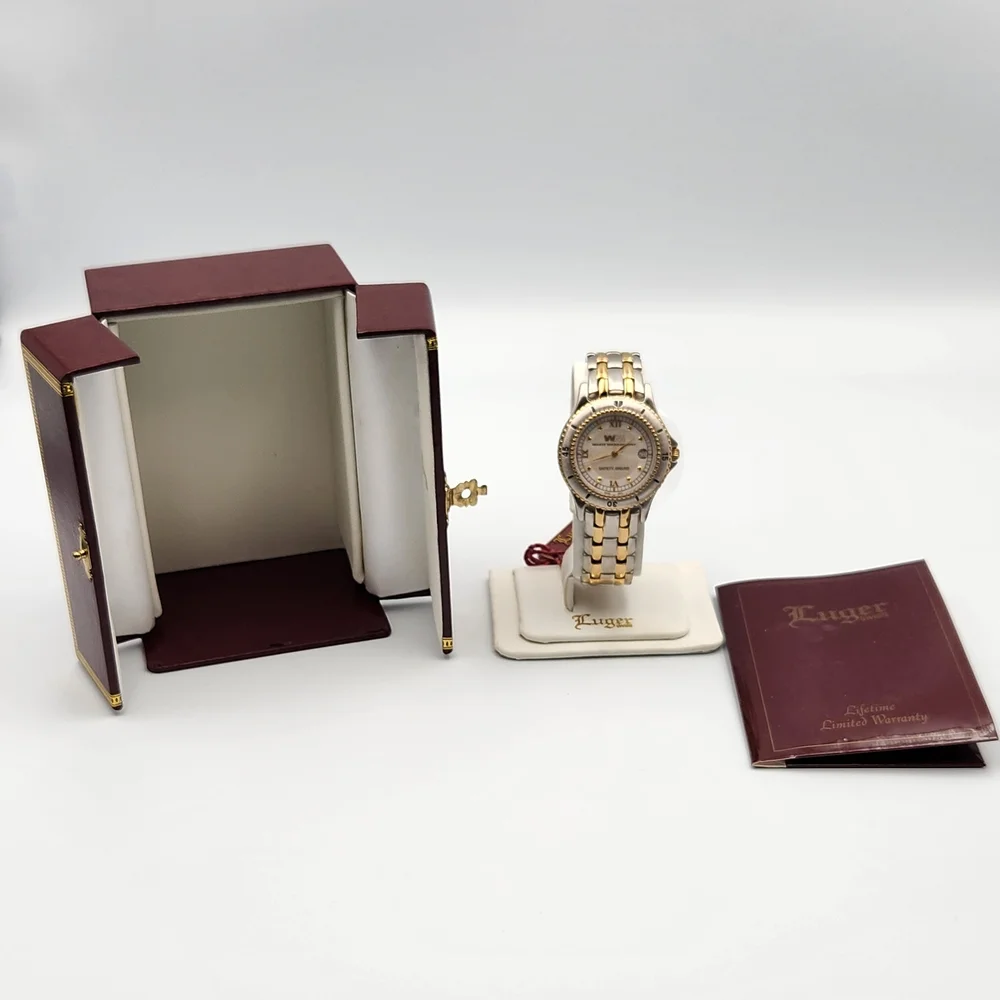 Vintage Luger Two-Tone Stainless Steel Watch with Gold PL Accents